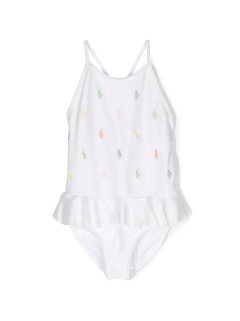 POLO RALPH LAUREN KIDS embroidered-logo peplum swimsuit