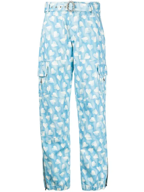 Alessandra Rich heart-print cargo trousers