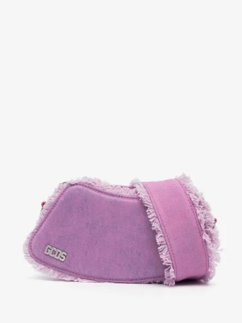 GCDS Comma curved denim shoulder bag
