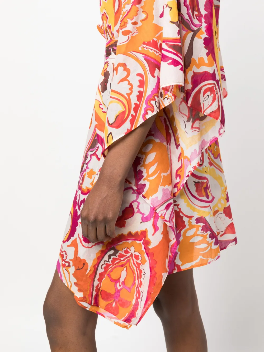 floral-print belted-waist dress