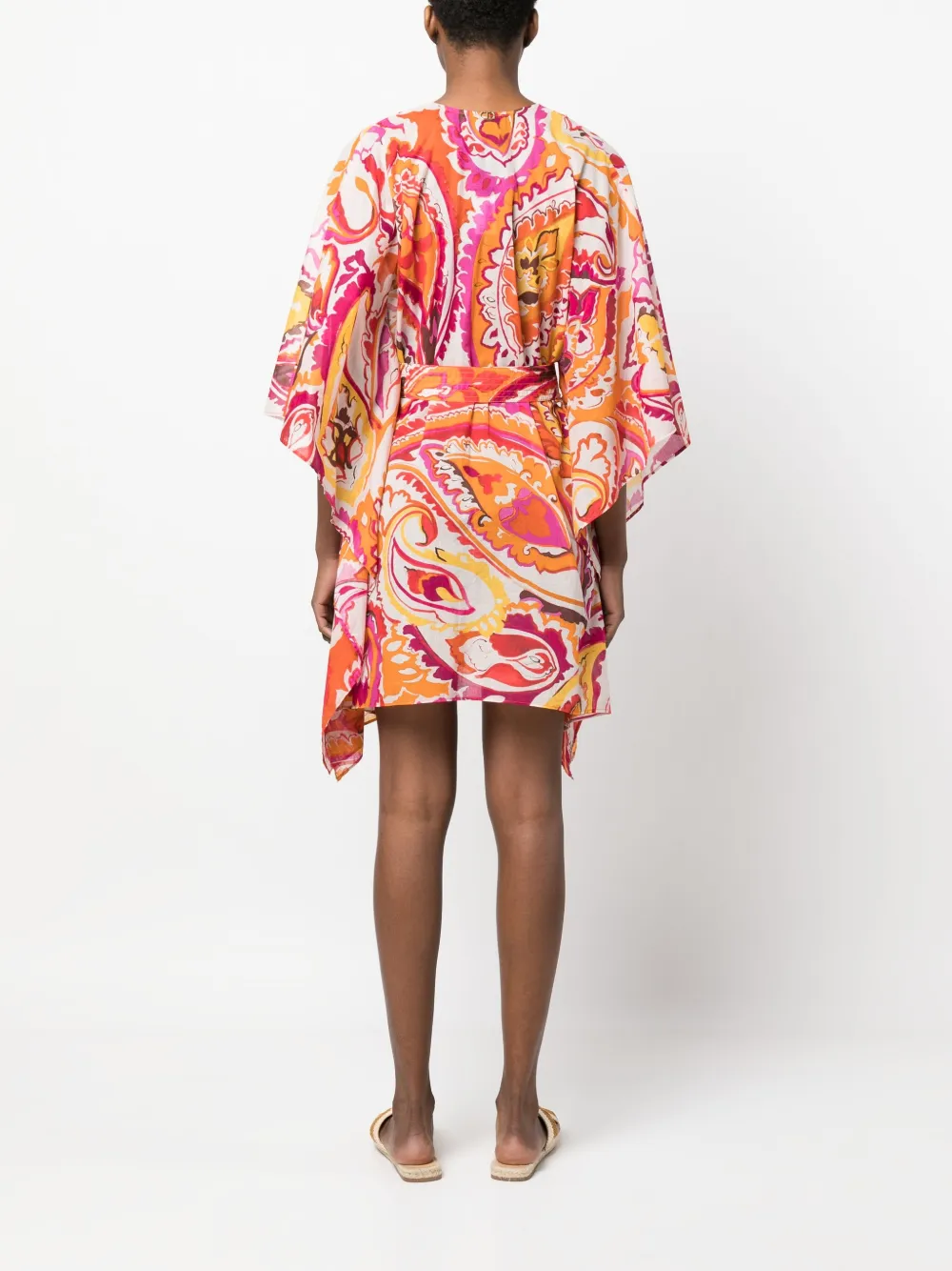 floral-print belted-waist dress