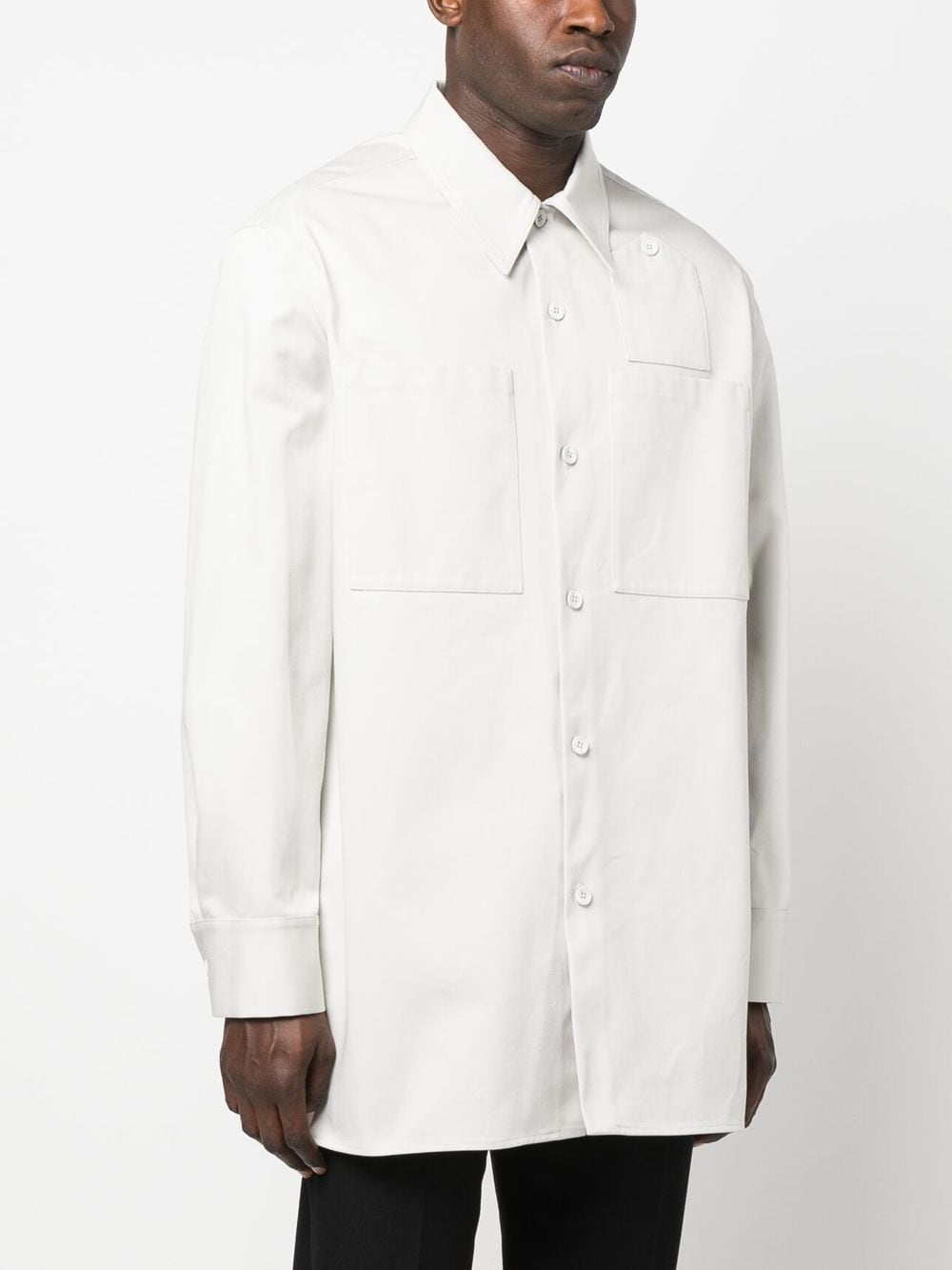 Shop Jil Sander Patch-pockets Cotton Shirt In Grey