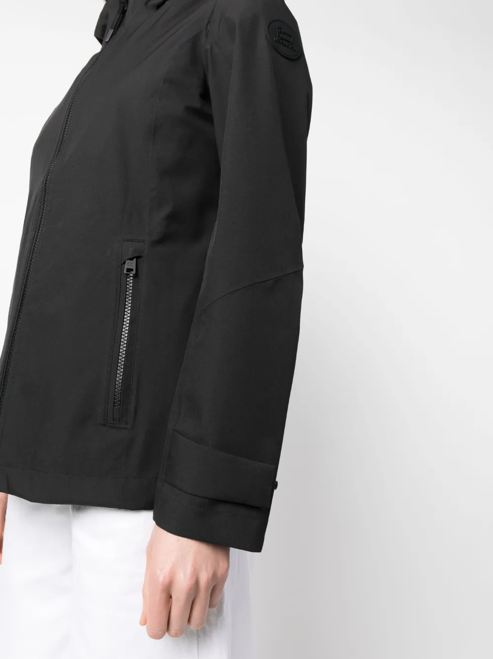 Shop Woolrich Logo-patch Hooded Zip-up Jacket In Schwarz