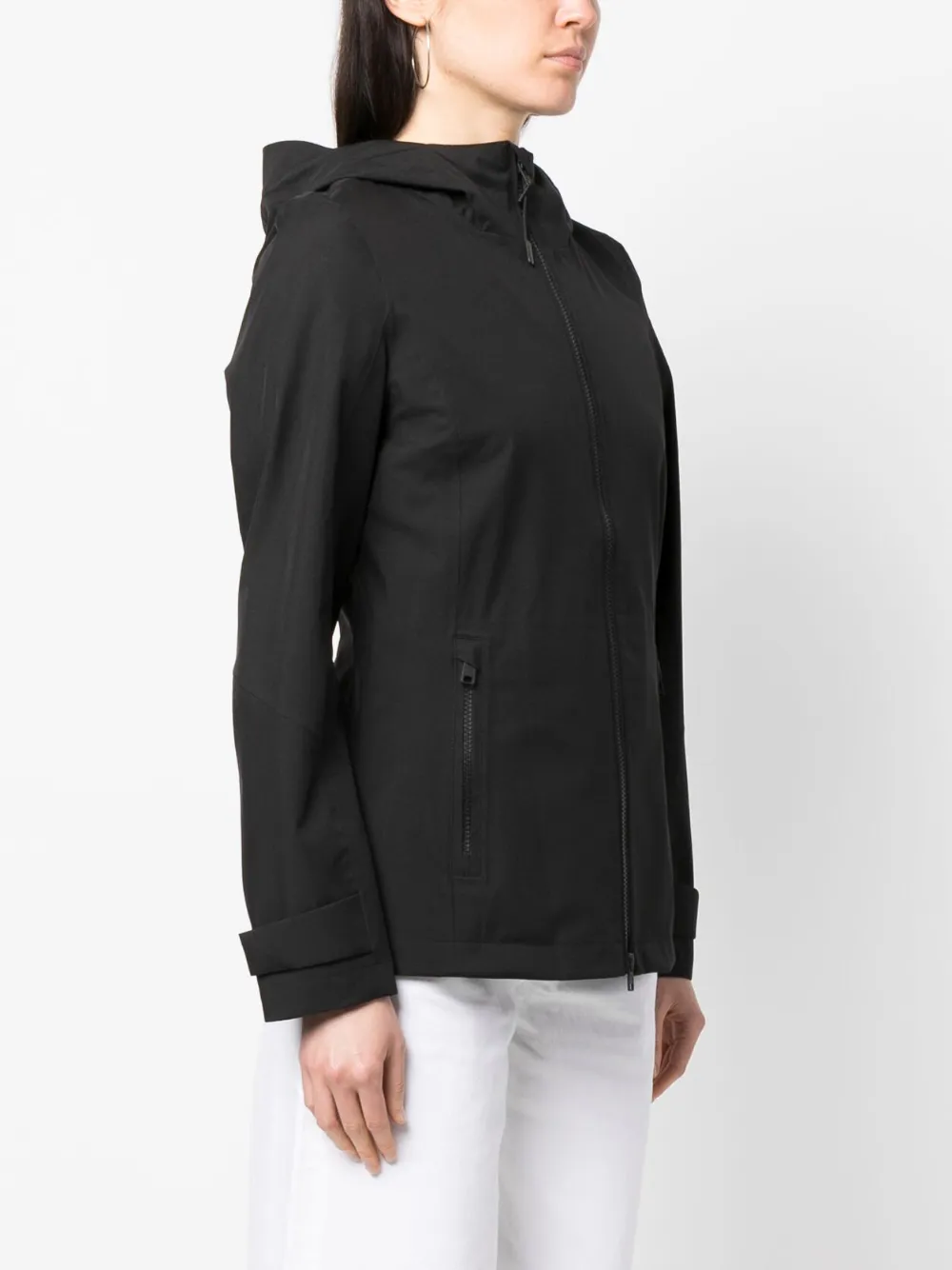 Shop Woolrich Logo-patch Hooded Zip-up Jacket In Schwarz