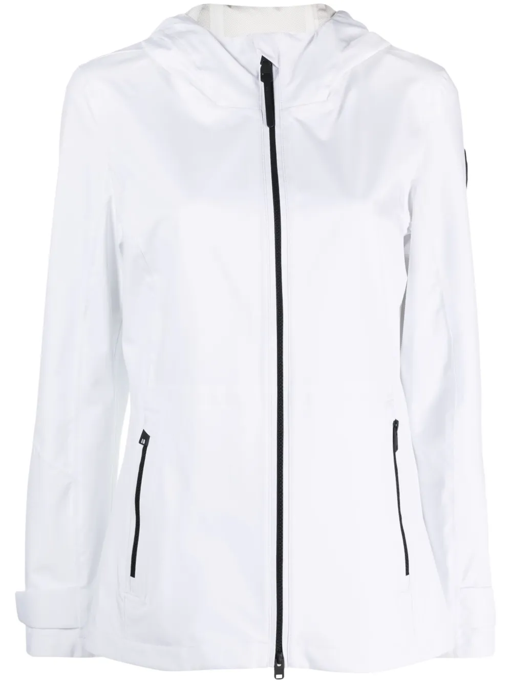 Woolrich logo-patch hooded zip-up jacket - White