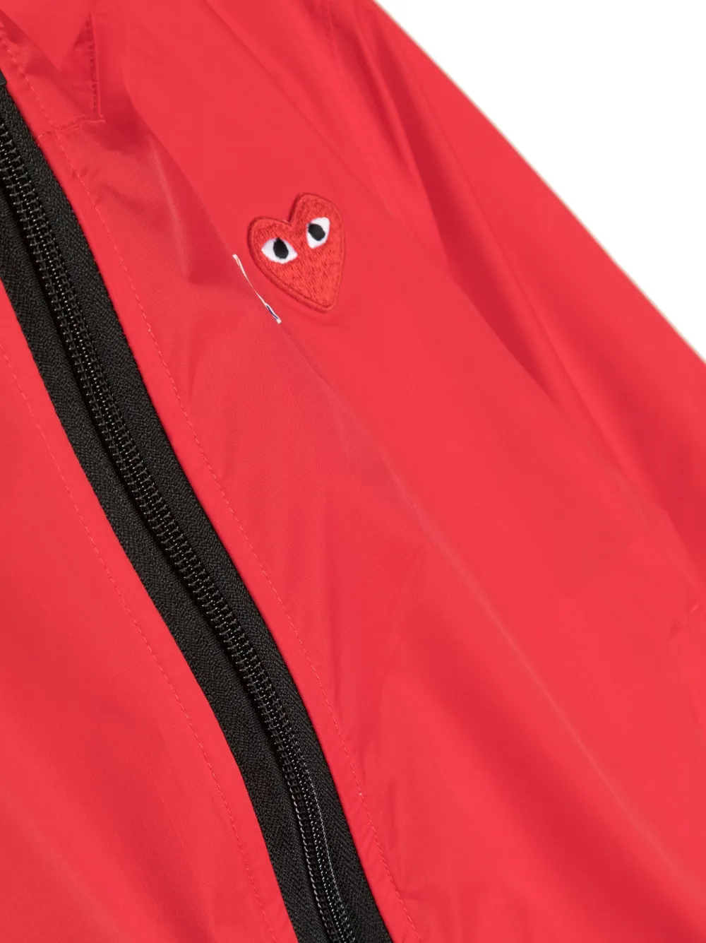 Shop Comme Des Garçons Play Logo-patch Hooded Jacket In Red