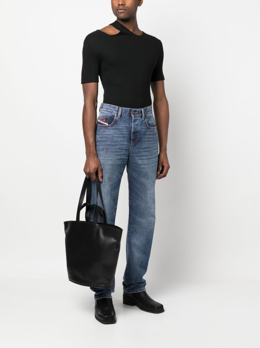 Diesel Leren shopper - Zwart