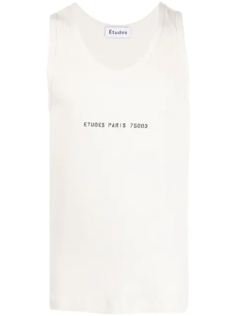 Etudes Geripptes Trägershirt mit Logo-Print