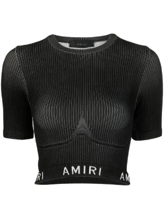 AMIRI logo-print Seamless Performance Top | Black | FARFETCH