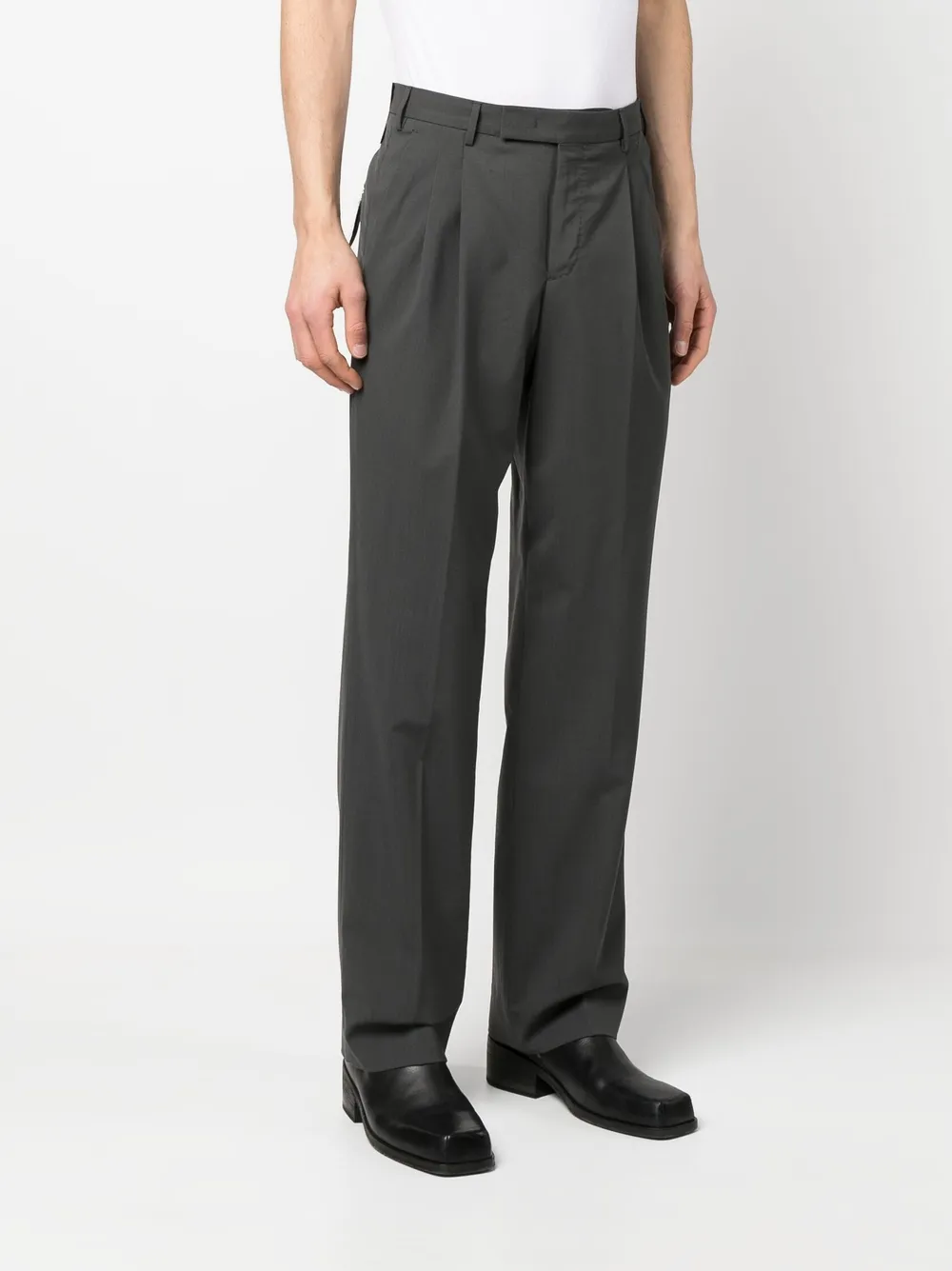 Pt Torino Pleat-detail Tailored Trousers In Grey