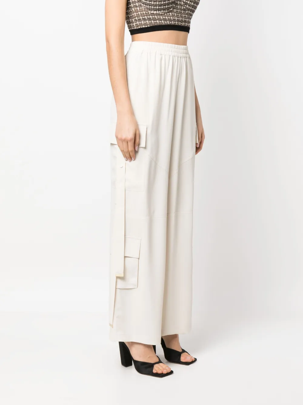 Twinset Cargo Pocket Trousers In Nude