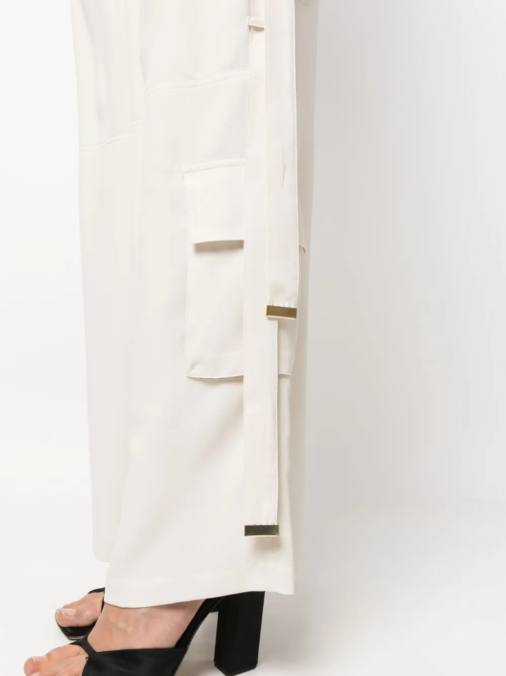 Twinset Cargo Pocket Trousers In Nude