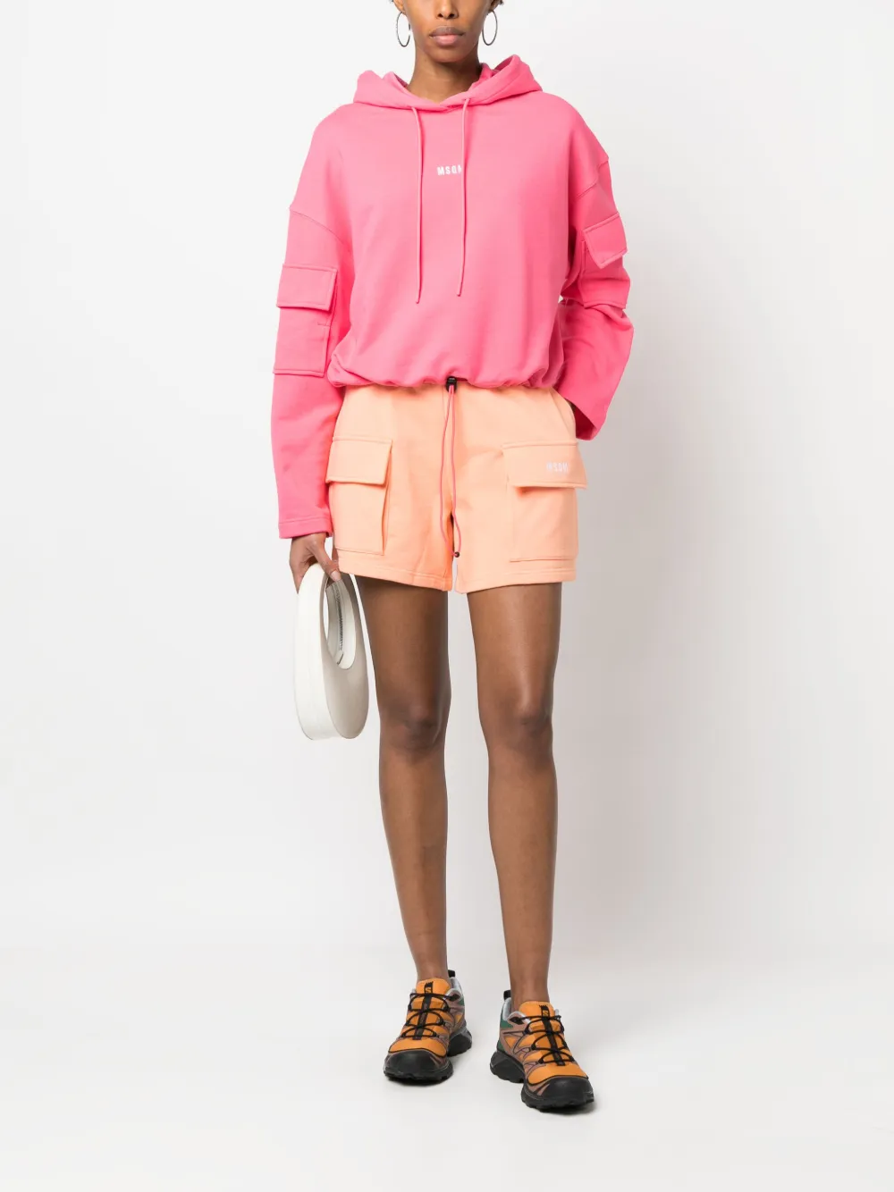 Msgm Mini Jersey-shorts In Orange
