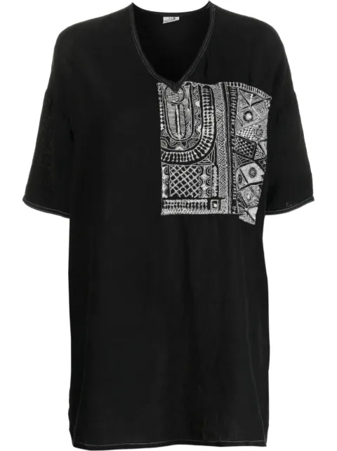 Dries Van Noten Pre-Owned 2000s embroidered detail oversized T-shirt