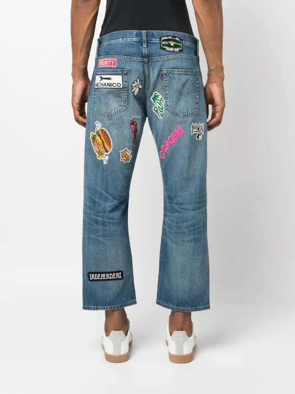 Junya Watanabe MAN パッチワーク クロップドジーンズ | ブルー