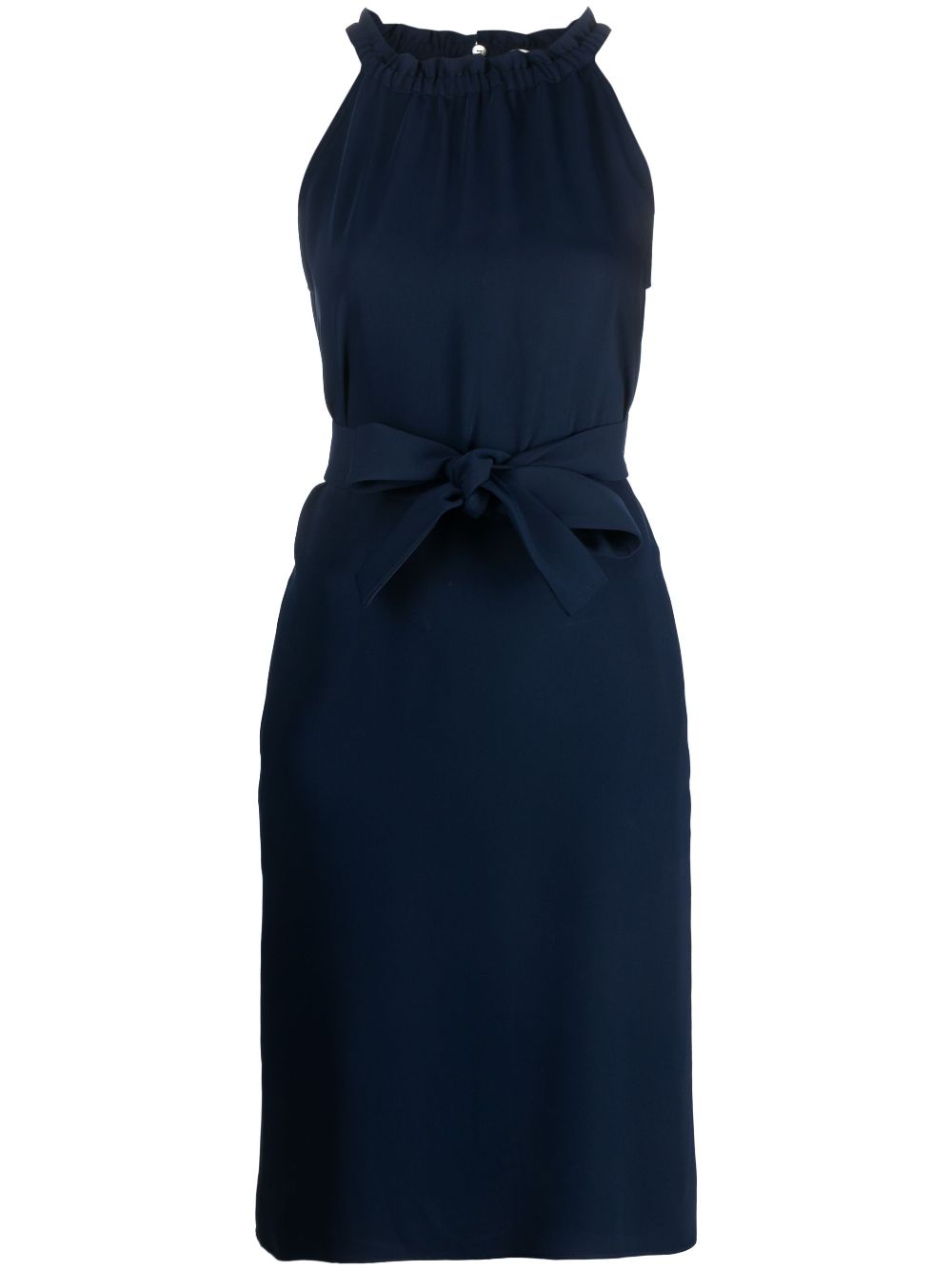 P.a.r.o.s.h Gathered Neckline Belted Dress In Blau