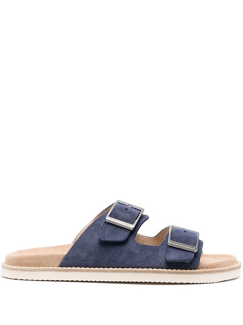 Brunello Cucinelli double buckle leather sandals