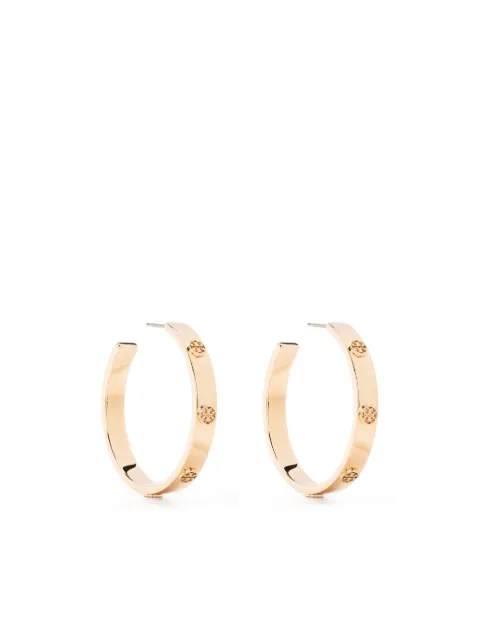 Tory Burch embossed-logo hoop earrings