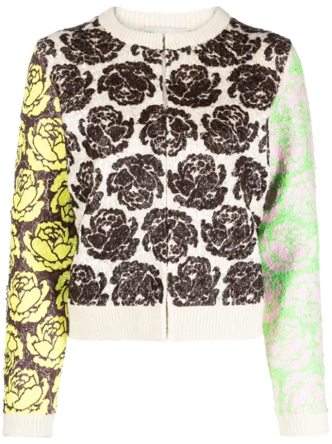 Tory Burch floral-motif zip-up cardigan