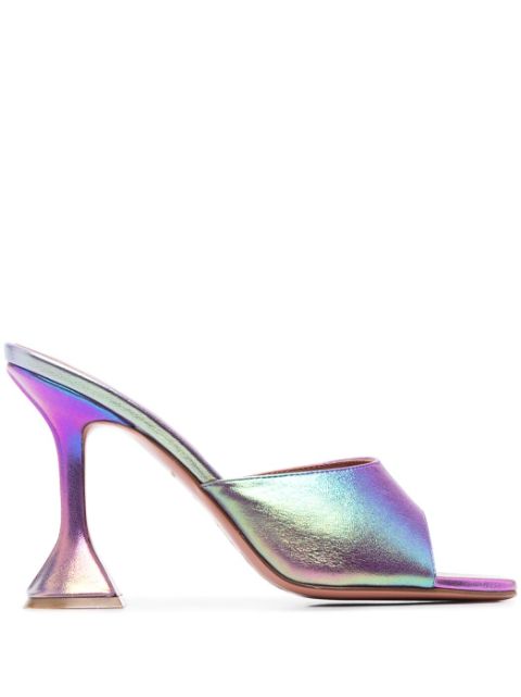 Amina Muaddi 95mm Lupita metallic leather mules Women