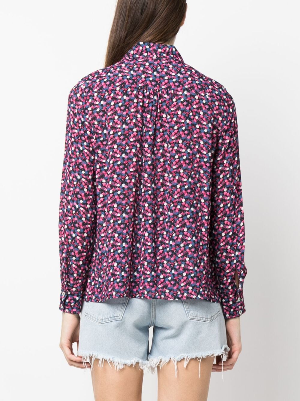 Shop Apc Motif-print Long-sleeve Blouse In Pink