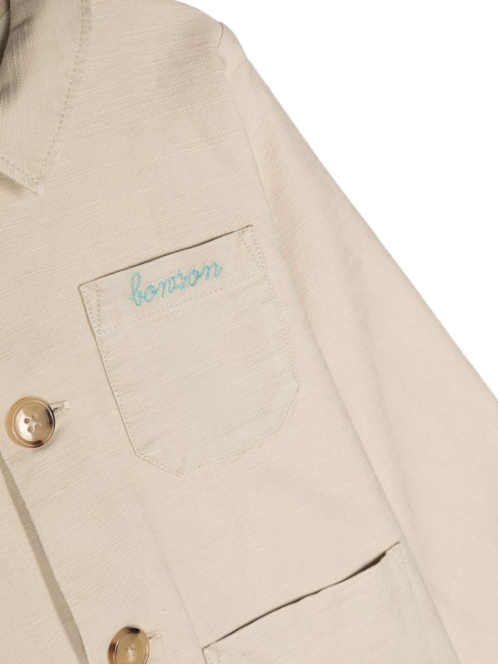Shop Bonton Logo-embroidered Cotton Jacket In 中性色