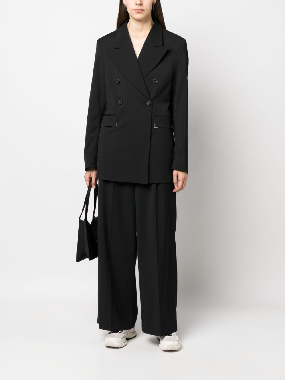 Shop Han Kjobenhavn High-waisted Wide-leg Trousers In Black