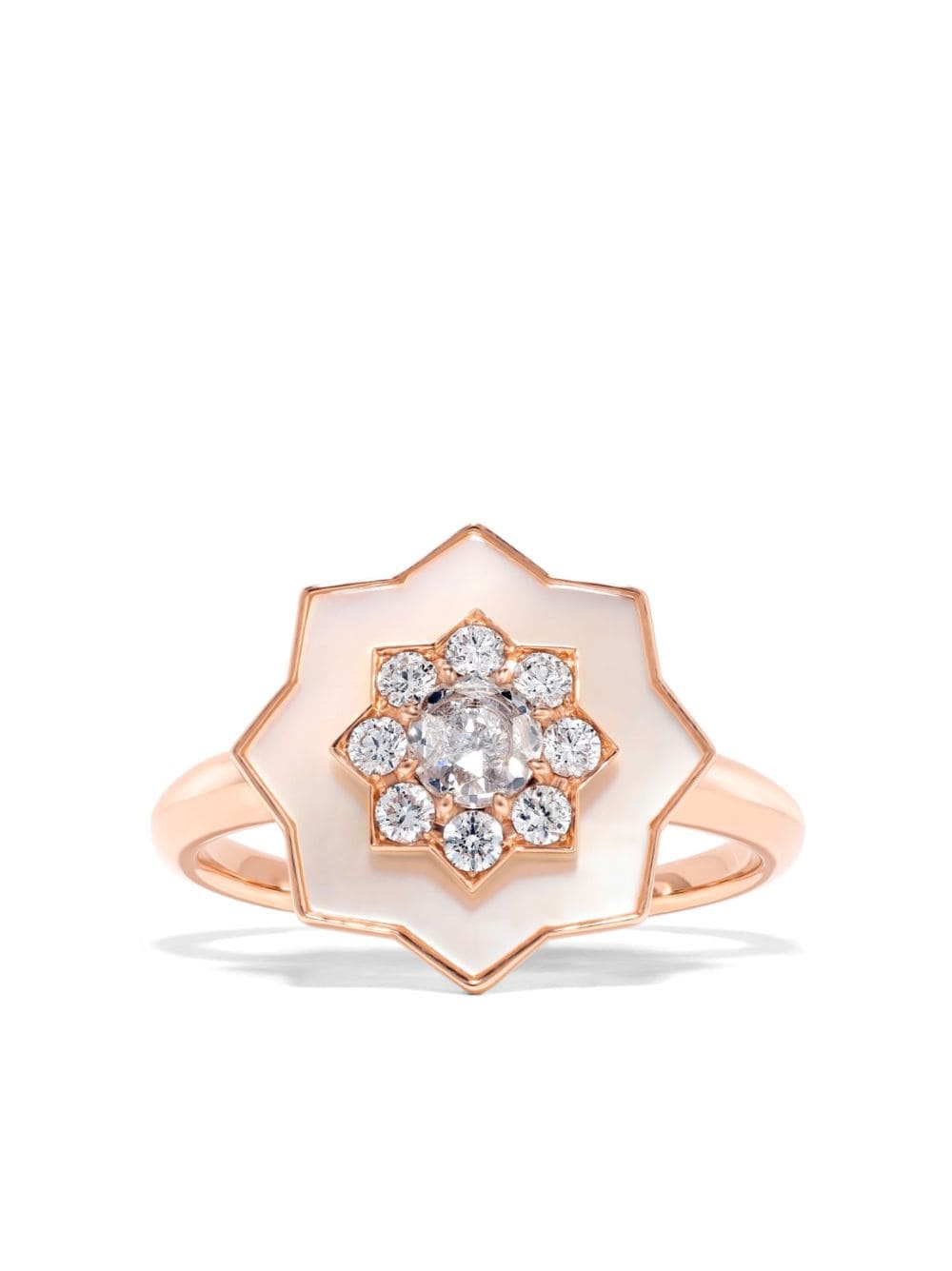 18kt rose gold Astra diamond and mother-of-pearl ring