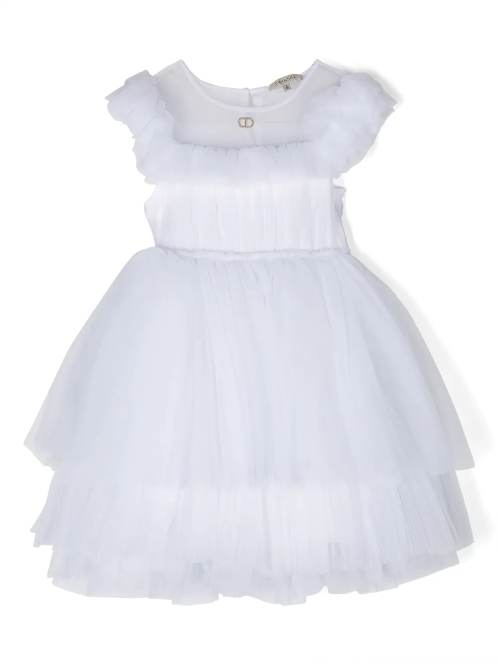 TWINSET Kids robe en tulle à fronces superposées - Blanc