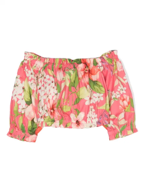 TWINSET Kids floral-print off-shoulder top
