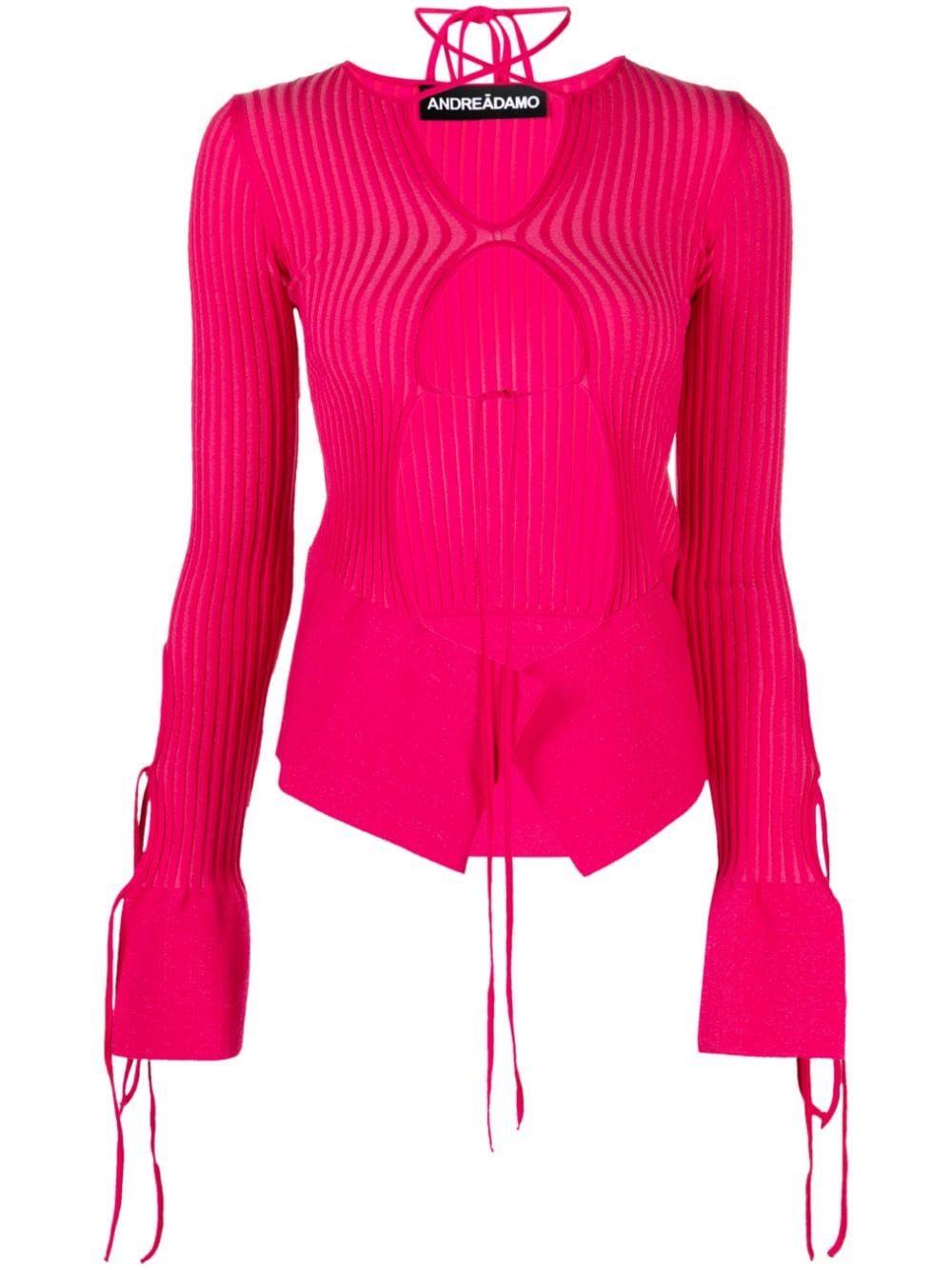 Andreädamo Ribbed-knit Cut-out Top In Rosa | ModeSens