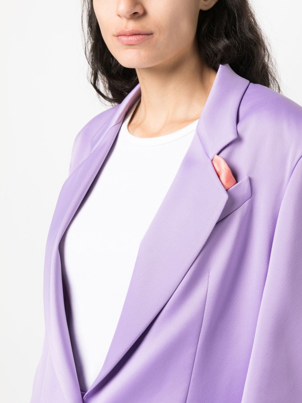 Shop Hebe Studio Belted-waist Long-sleeve Blazer In 紫色