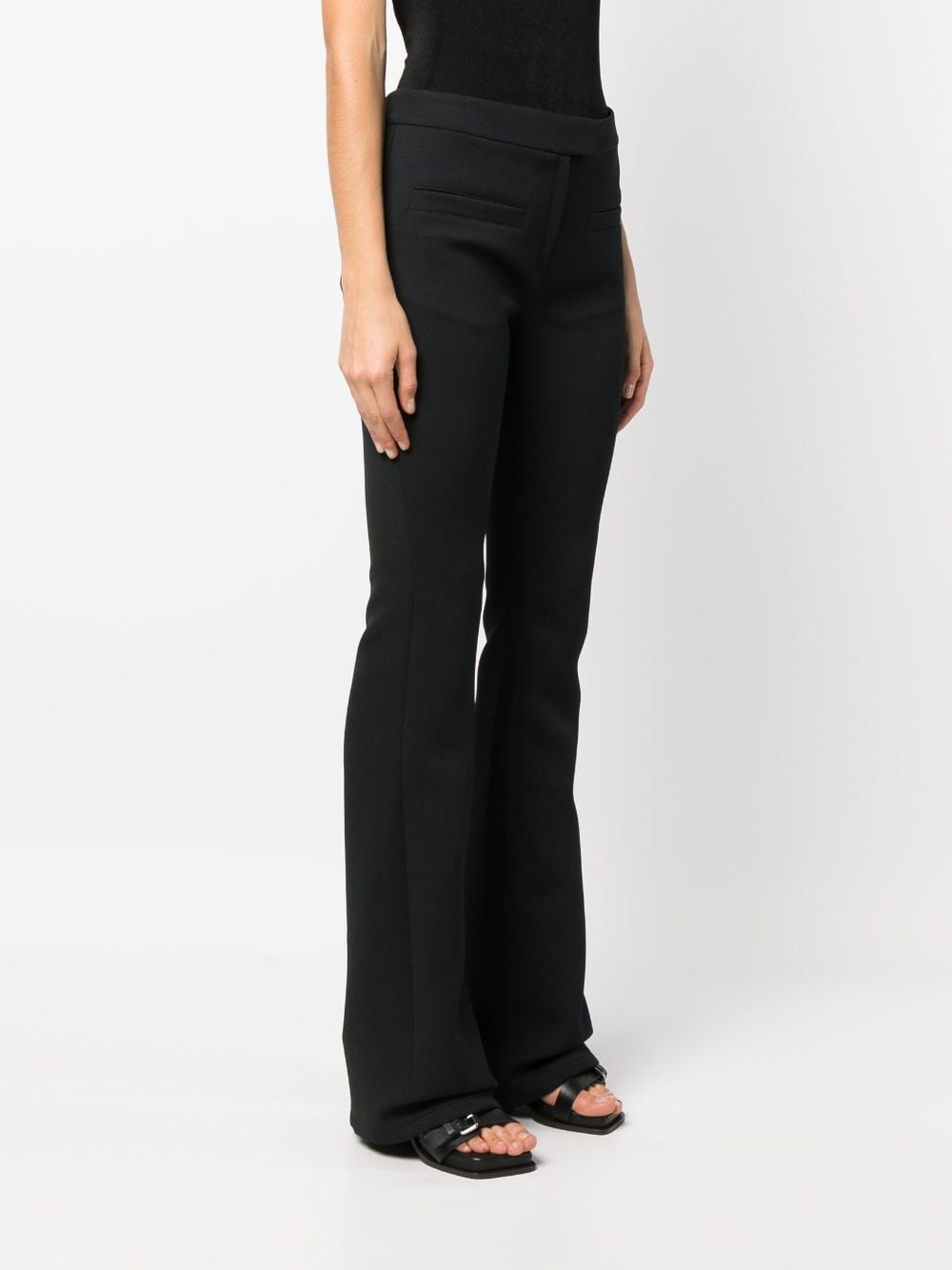 Shop Courrèges Flared High-waist Trousers In Black