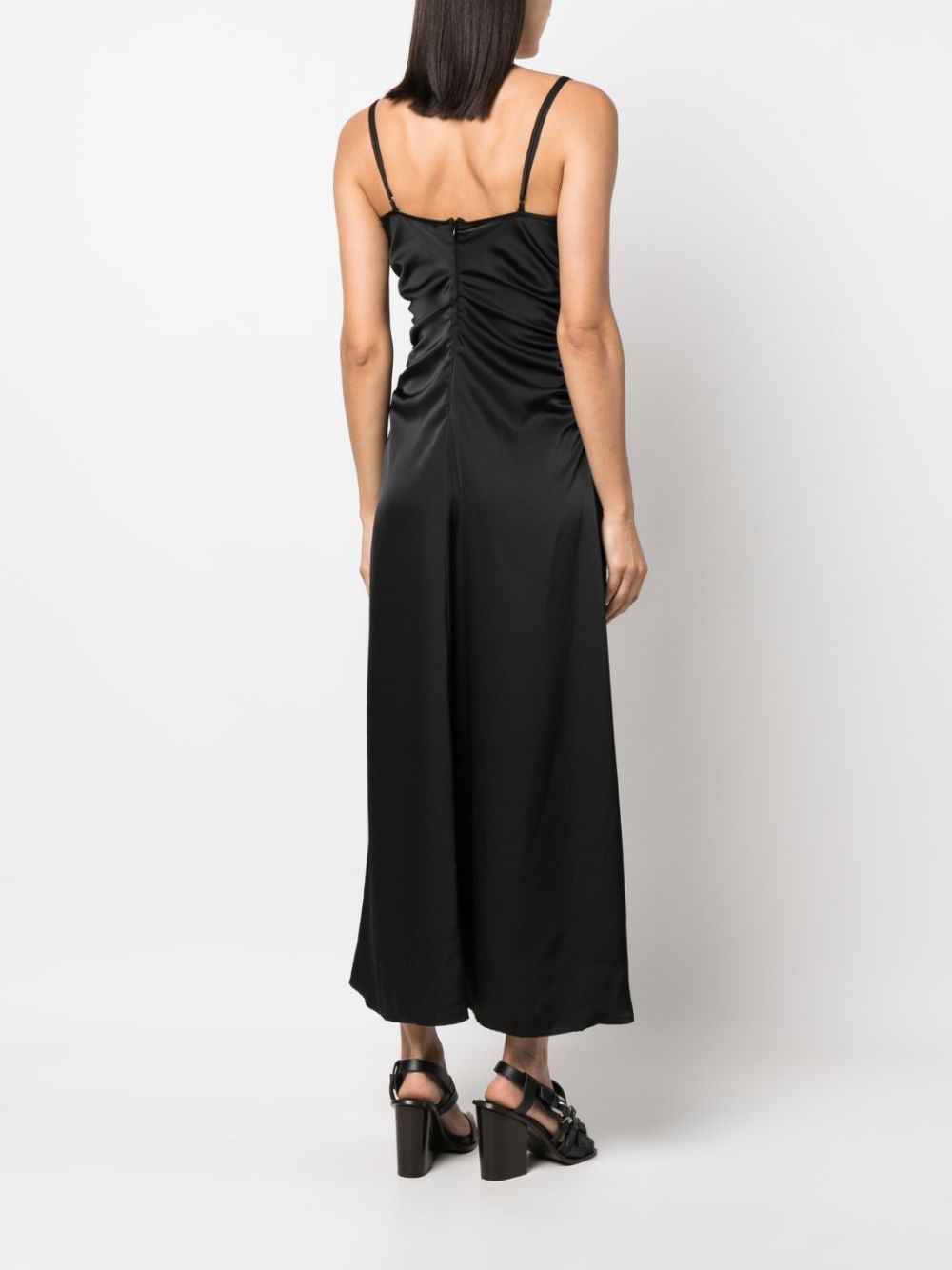 Shop Han Kjobenhavn Satin-finish Ruched Dress In Black