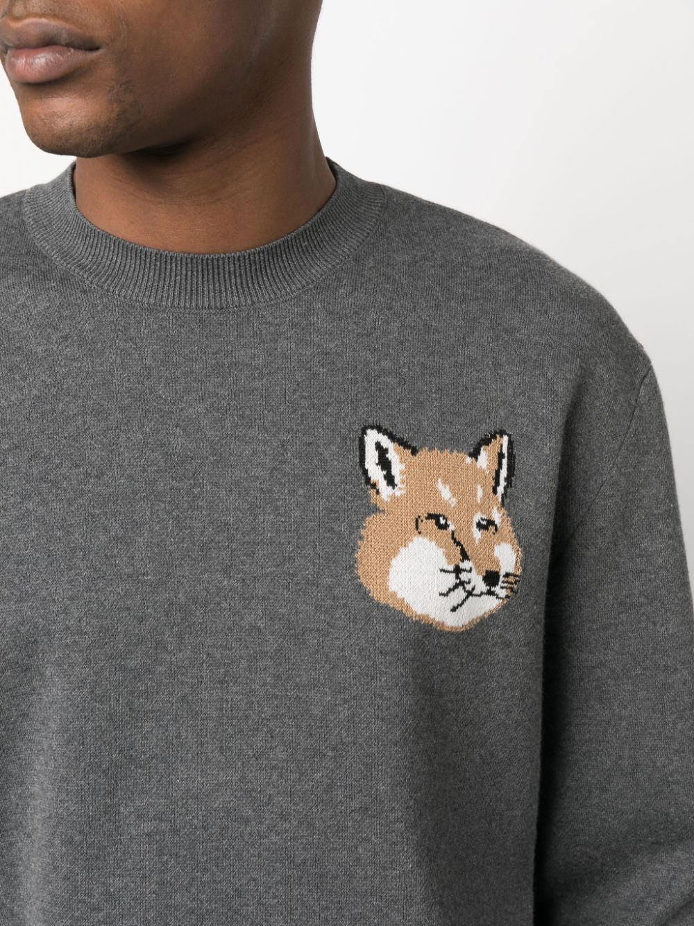 Maison Kitsune fox-motif cotton jumper Men