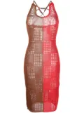 Andersson Bell two-tone open-knit dress - Red