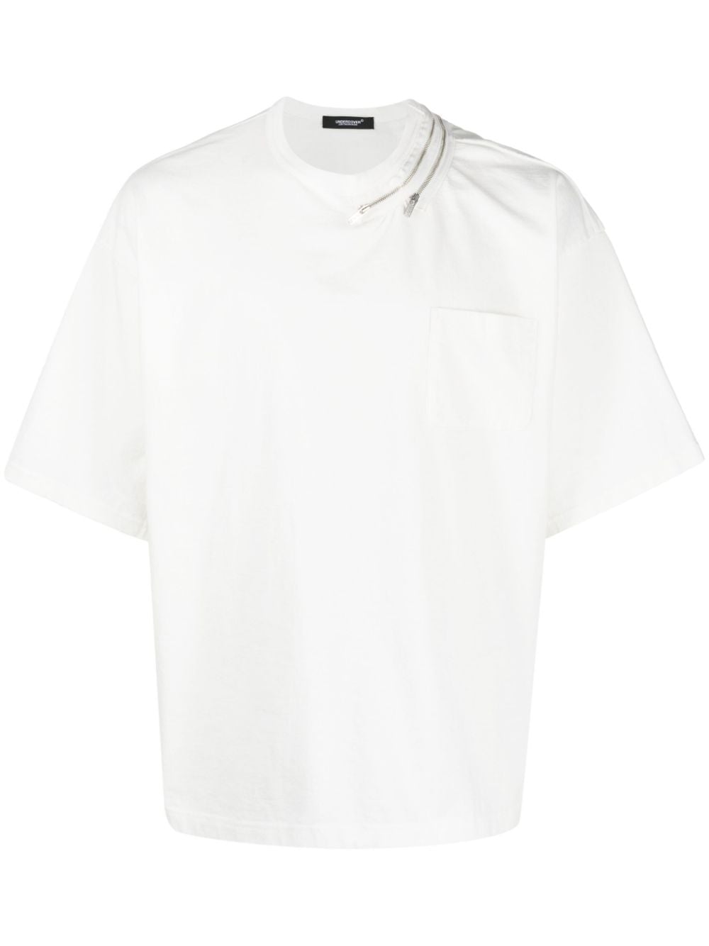 Shop Undercover Zipper-detail Cotton T-shirt In White