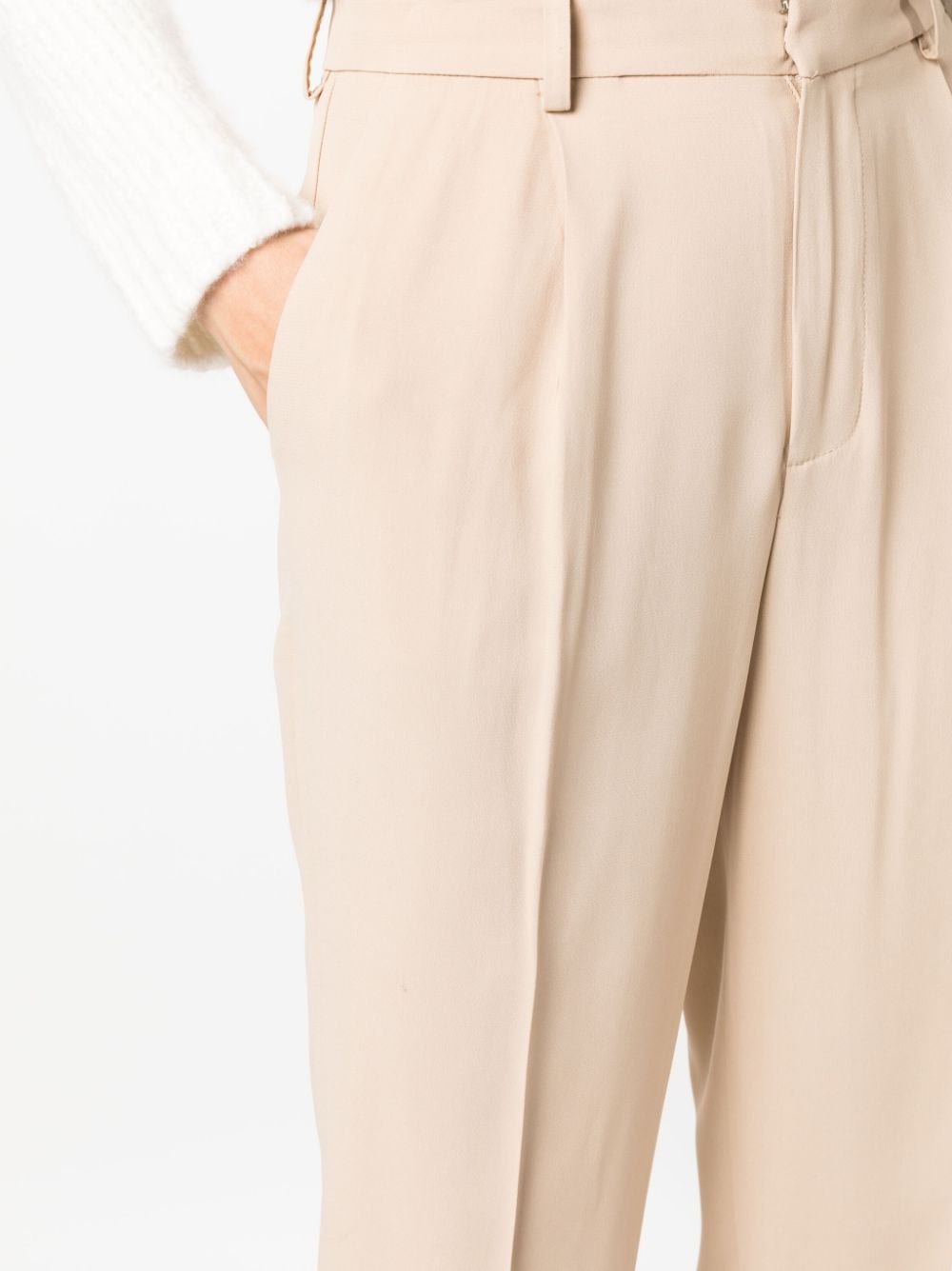 Shop Federica Tosi High-waist Cropped Trousers In Nude