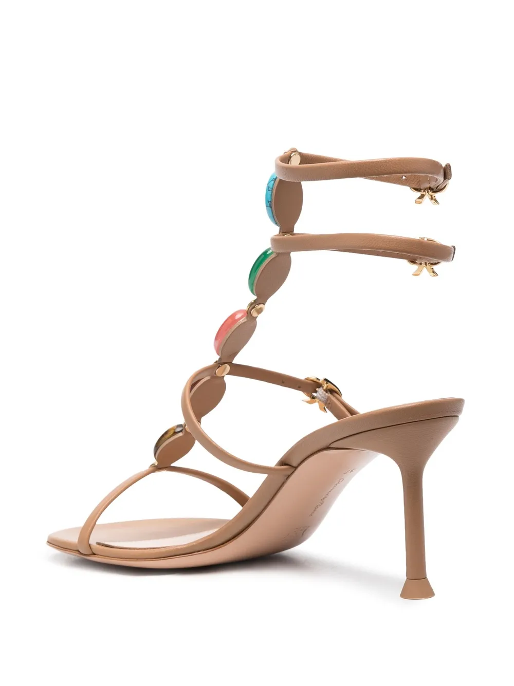 Shop Gianvito Rossi Jewelled T-strap Sandals In Neutrals