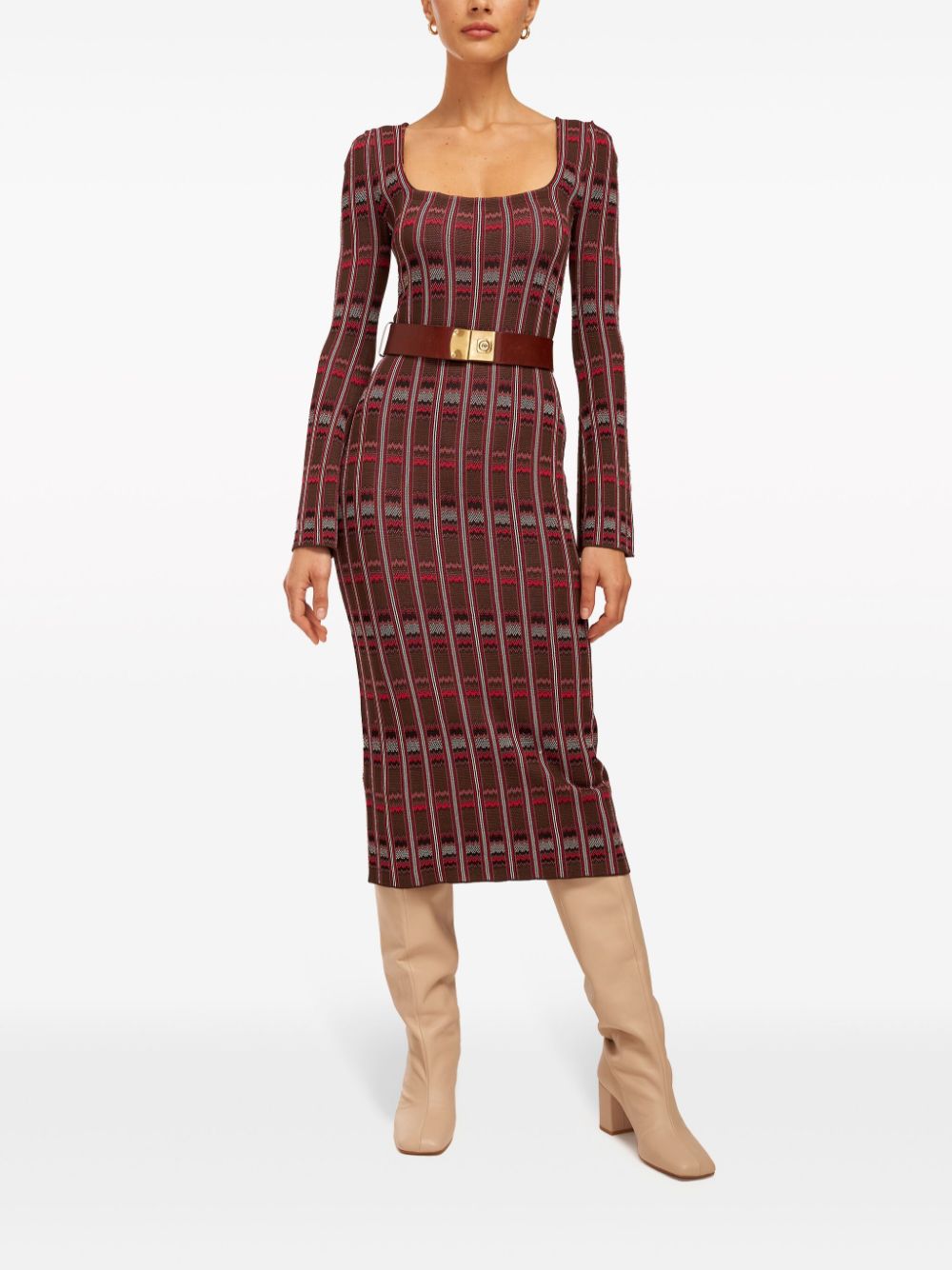 Equipment Cyrienne belted knitted midi dress - Rood