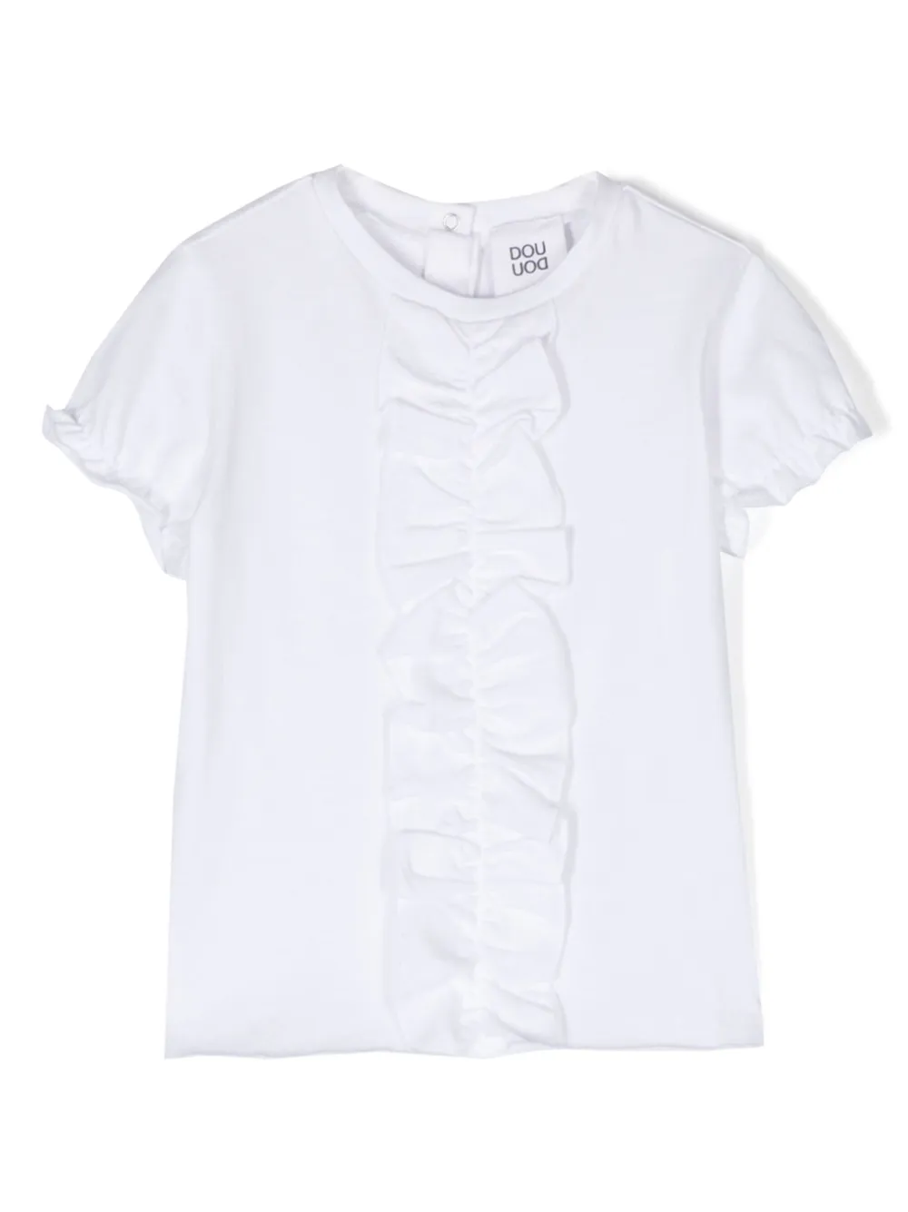 Douuod Babies' Ruffled Cotton T-shirt In Weiss