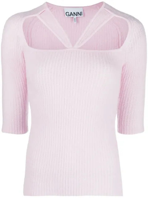 GANNI cut-out detail knitted top
