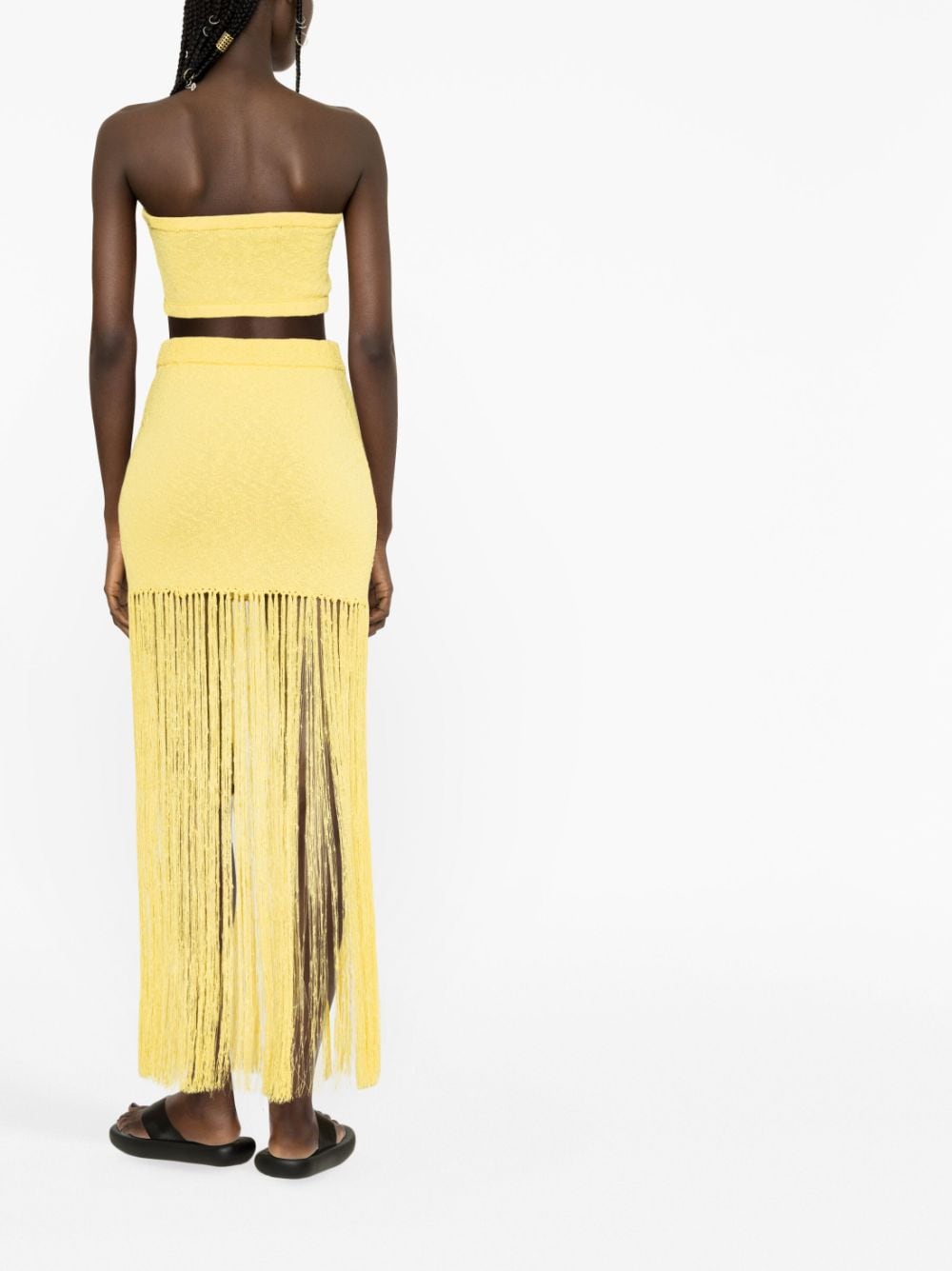 Shop Casablanca Fringed Maxi Skirt In Gelb