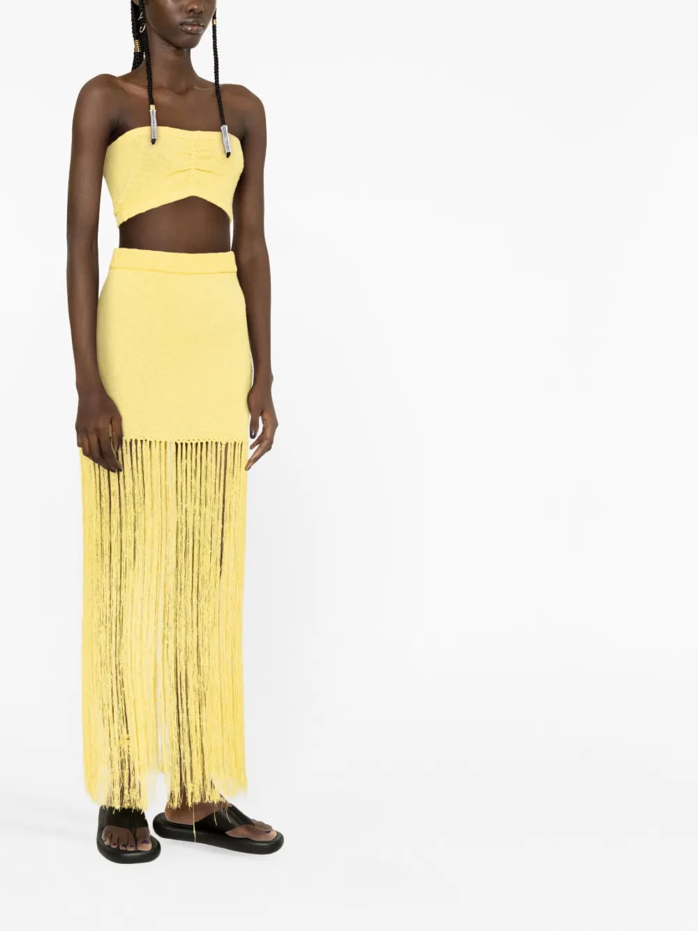 Shop Casablanca Fringed Maxi Skirt In Gelb