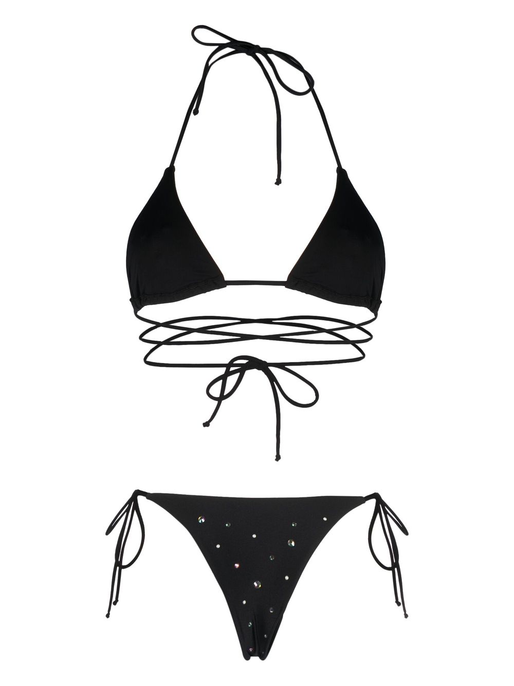 Shop Alessandra Rich Crystal-embellished Bikini In Schwarz