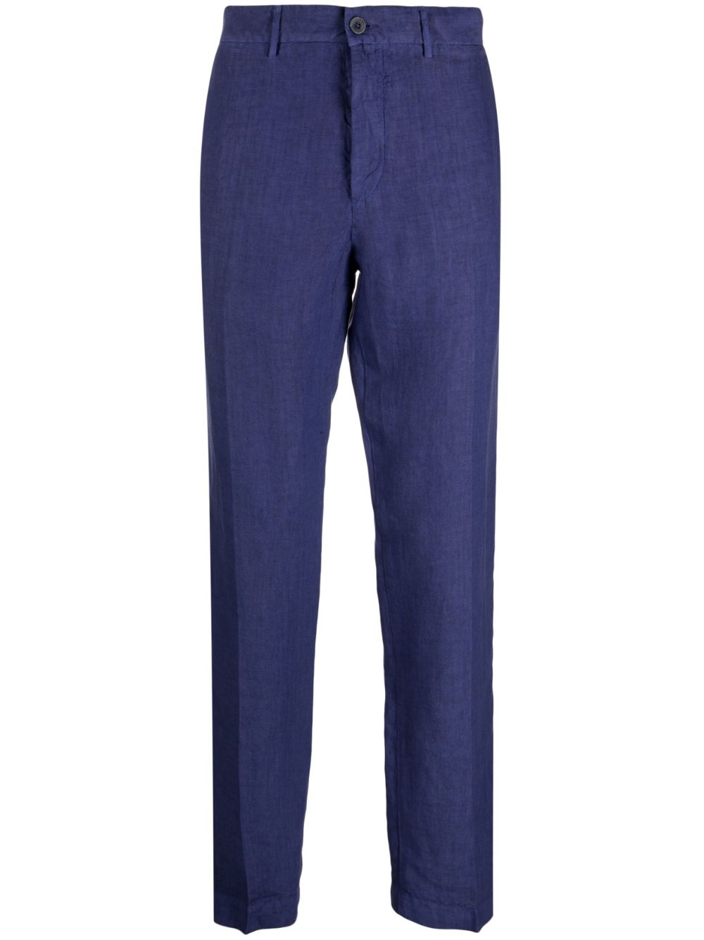 Shop 120% Lino Straight-leg Linen Trousers In Blue