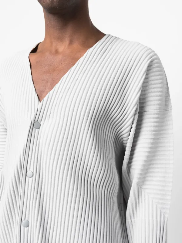 Homme Plissé Issey Miyake Ribbed V-neck Cardigan - Farfetch