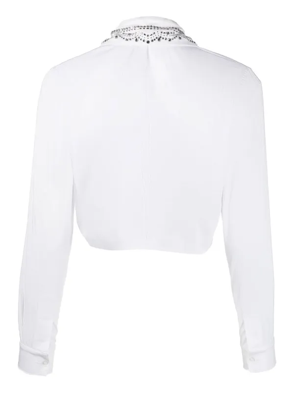 Gem-Embellished High Neckline Blouse