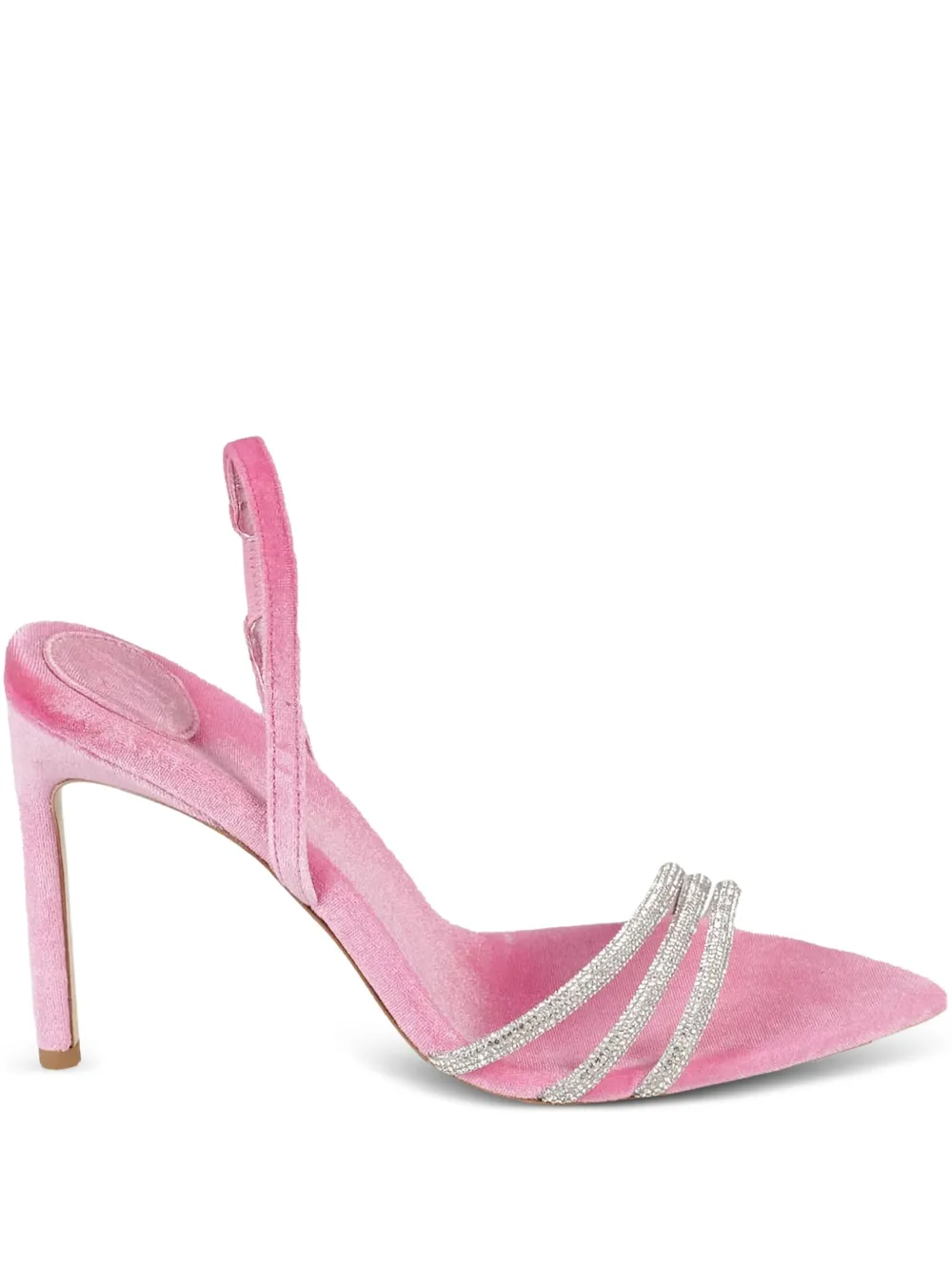 BETTINA VERMILLON 110mm Roxy crystal-embellished velvet slingback sandals – Pink