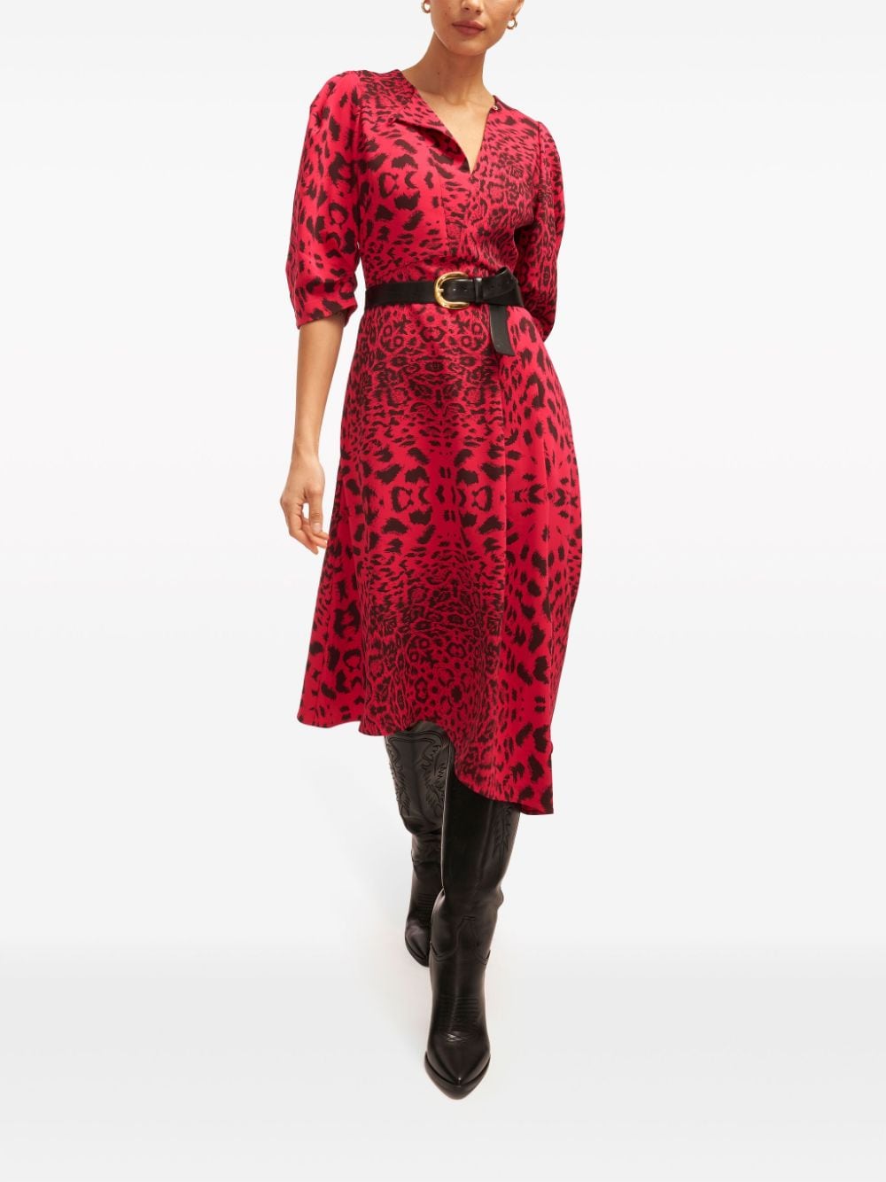 Equipment Taliana leopard-print midi dress - Rood